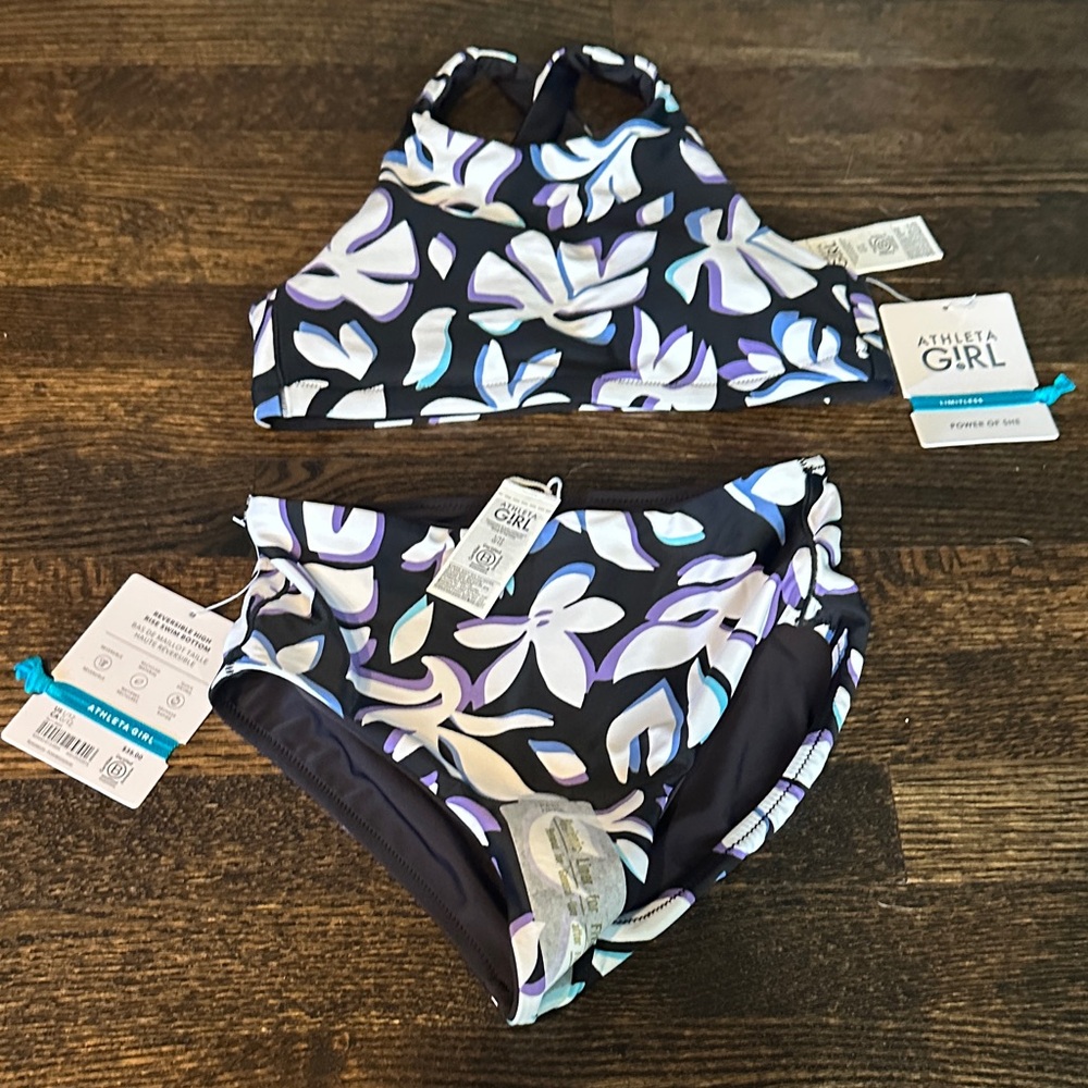 Athleta Kids Swim Bikini - Black and Purple Floral